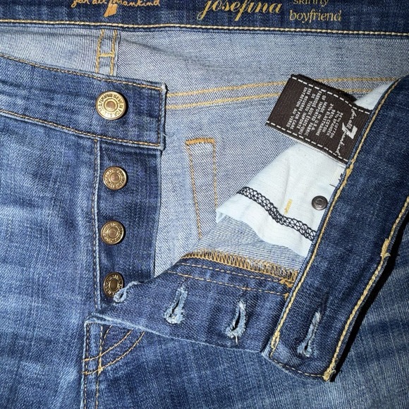 7 for All Mankind Josefina Skinny Boyfriend Button Fly Jeans Women's Size 32x29 - Picture 3 of 8